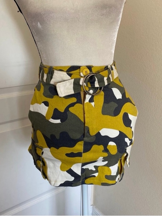 Fashion Nova Dresses & Skirts - Fashion Nova Mustard & Olive Camo Mini Skirt